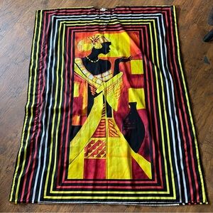 Wmns mumu Kalftan long satin like black/yellowl/red v neck cap sleeve one size
